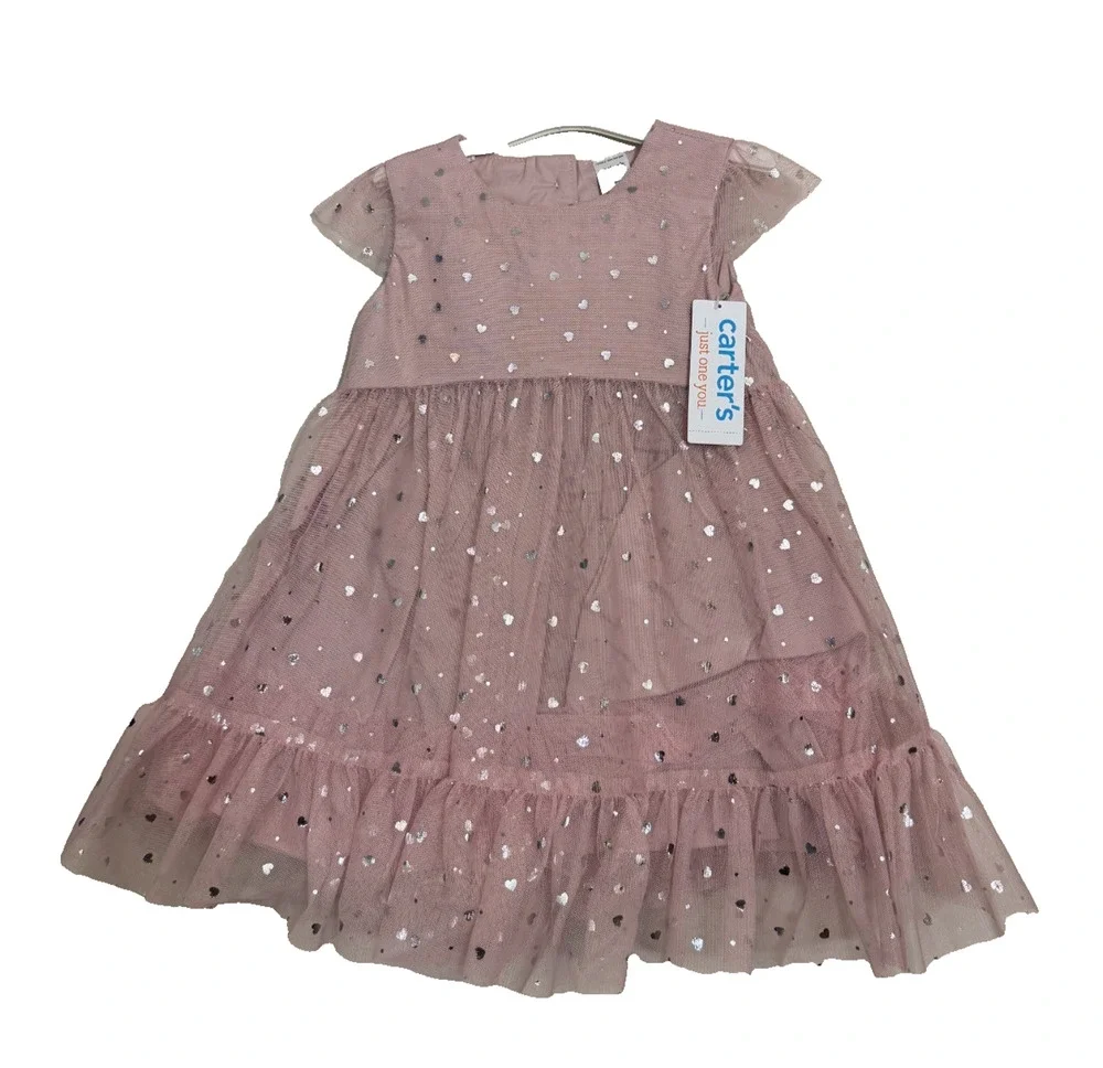 Carter's Just One You Baby Girls' 2pc Holiday Glittery Tulle Dress Pink 3M
